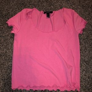 Pink Forever 21 Lettuce Edge Top